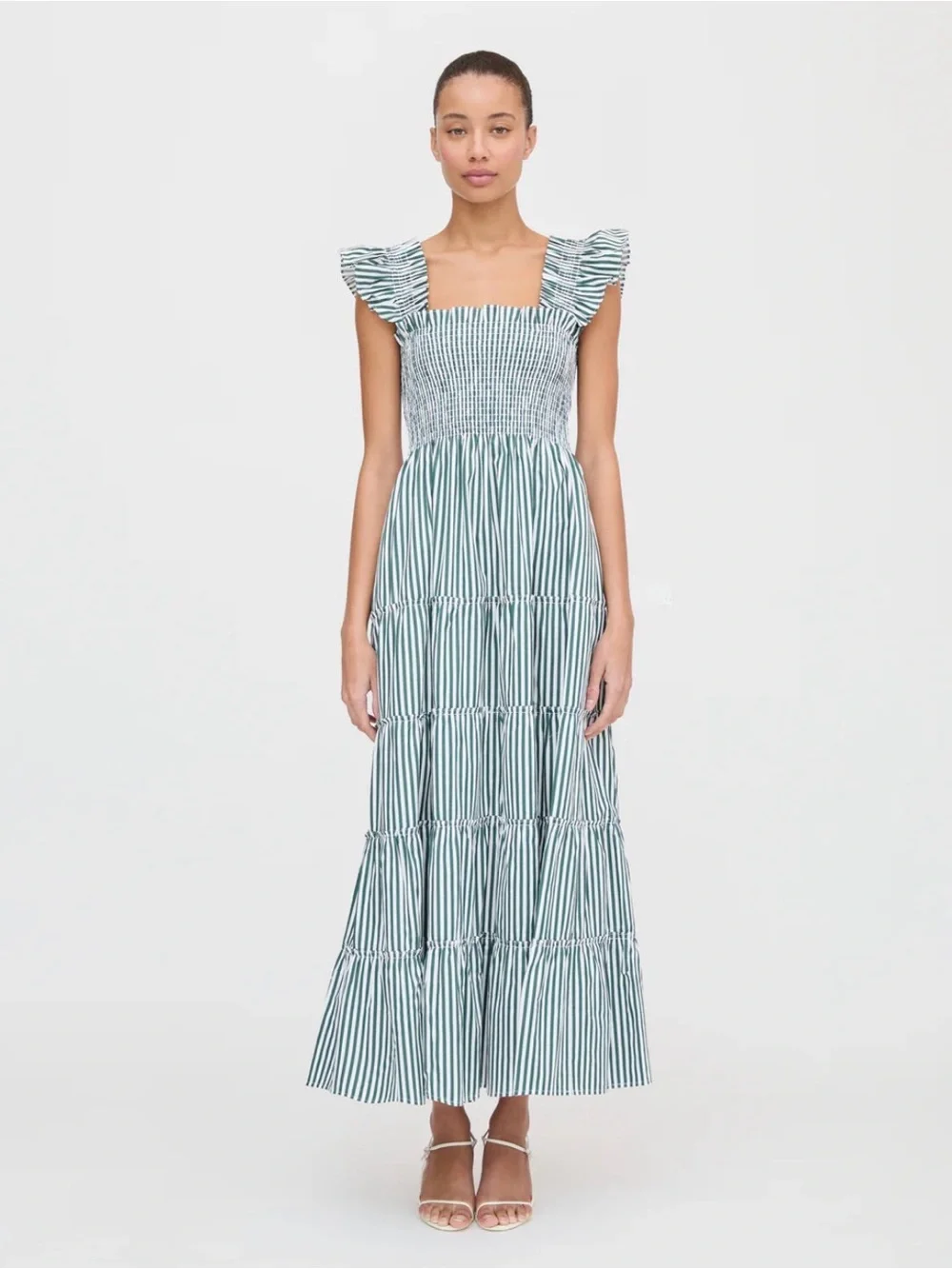NWT!! Hill House Striped Green and White Maxi Dress - Picture 1 of 11